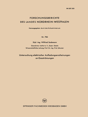 cover image of Untersuchung elektrischer Aufladungserscheinungen an Gasströmungen